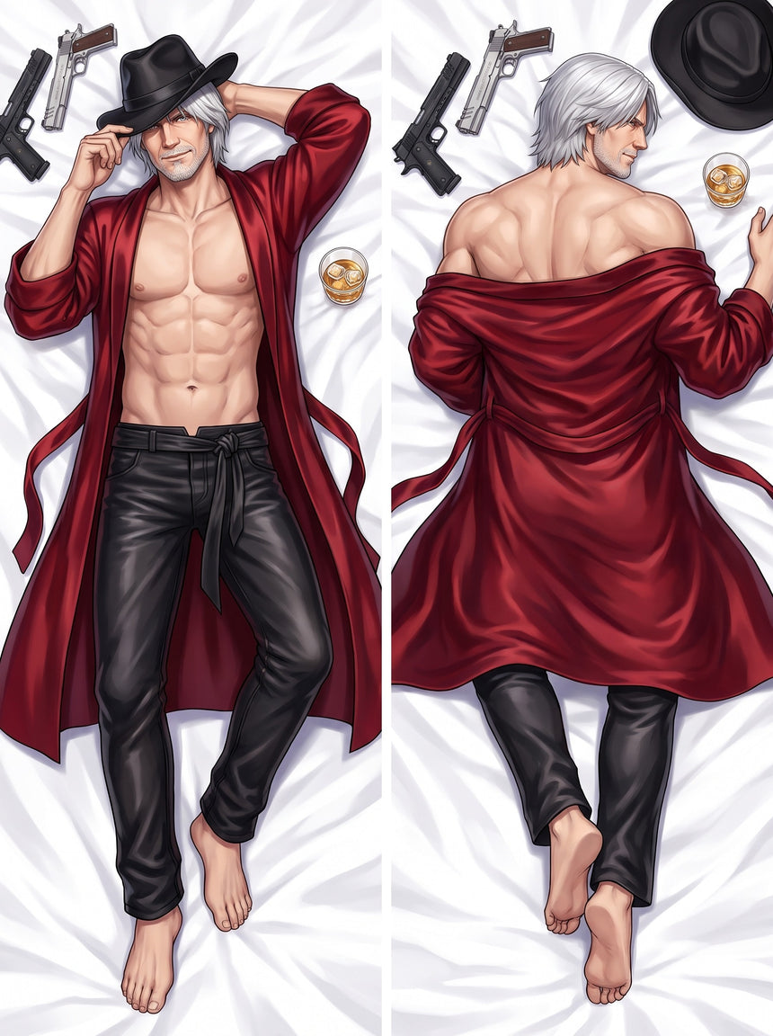 Dante Met Baard Rode Satijnen Kamerjas Dakimakura
