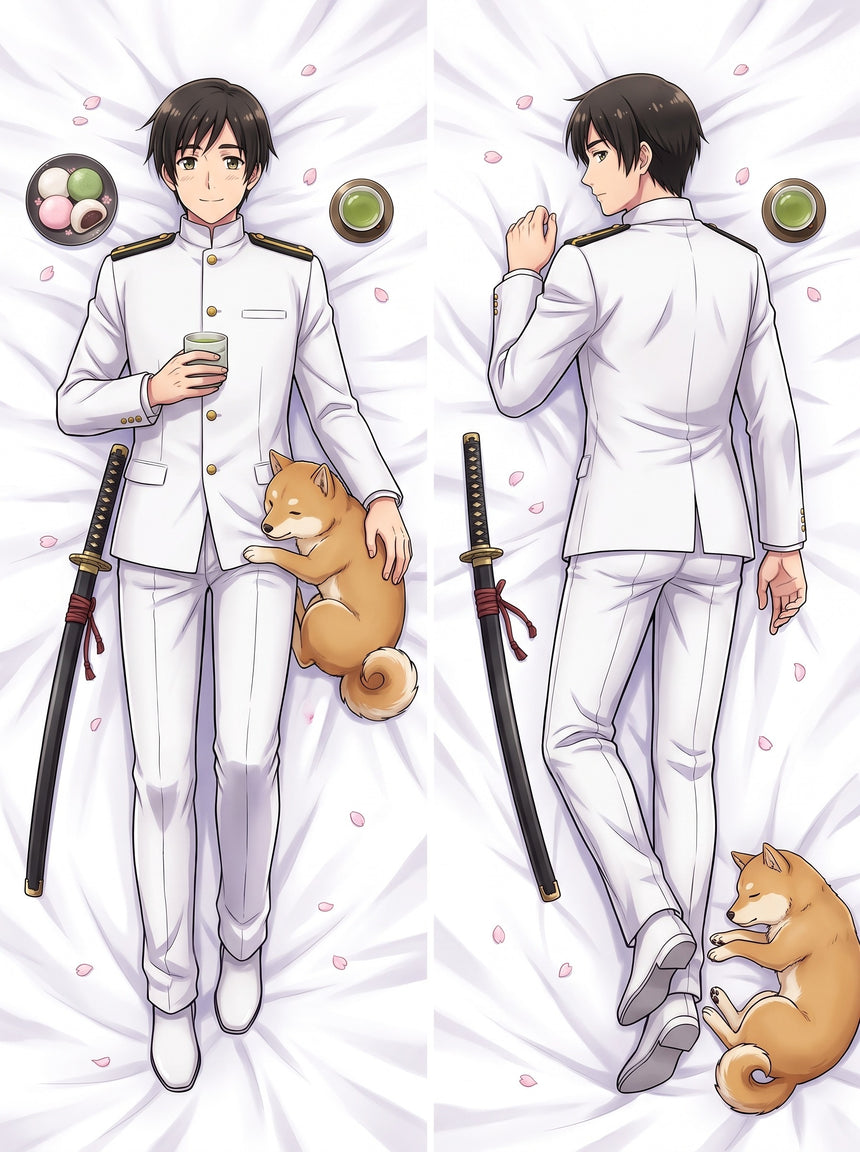 Hetalia Japan Wit Uniform en Pochi Dakimakura