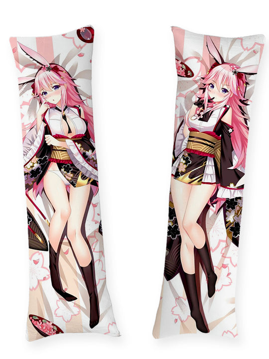 Yae Sakura Zwarte Bloemenkimono Dakimakura